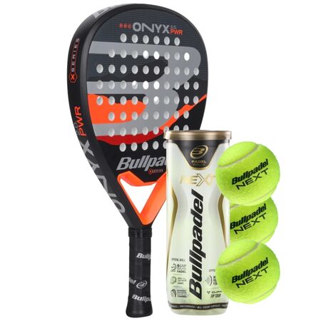 Set Paleta Bullpadel Onyx Power 2.0 Naranja + Tubo De Pelotas Bp Fip Next