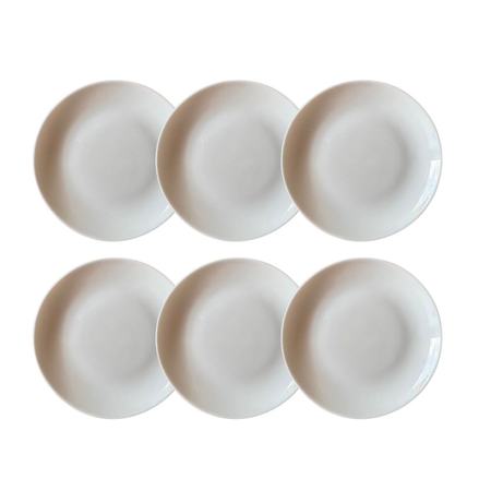 Set X 6 Platos Postre 19 Cm Vidrio Templado Blanco