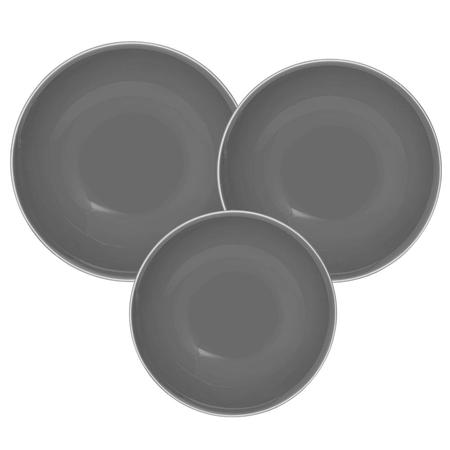 JUEGO DE VAJILLA X18 PIEZAS UNNI GREY  - OXFORD