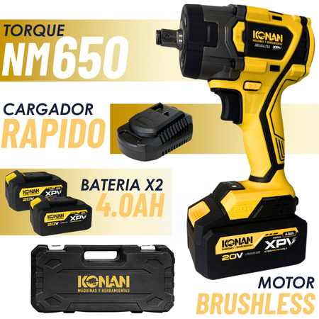 Llave De Impacto 20v Encastre 1/2 Xtra Power V Konan Amarillo 50 Hz