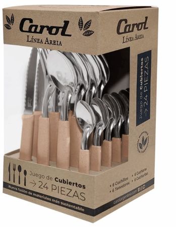 Juego De Cubiertos 24 Piezas Carol Areia Damasco ( 31124-ARD)