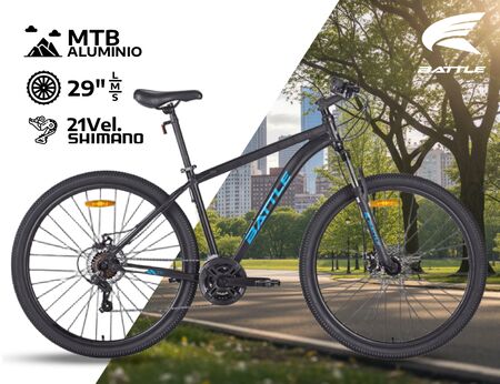 Bicicleta Mtb Battle Alumino R29 T210 21 Vel. SHIMANO TOURNEY Talle 18 Negra FMB21NEG18P