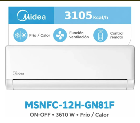 Aire Acondicionado Midea Split Frío/Calor On-Off 3105 Frigorías 3610 W R32