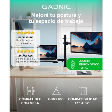 Soporte Doble Brazo Gadnic Para Monitor y Notebook 13-32