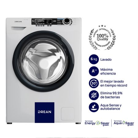 Lavarropa Carga Frontal 6 Kg Blanco 900 Rpm Inverter Drean Lcfdr0609lb0