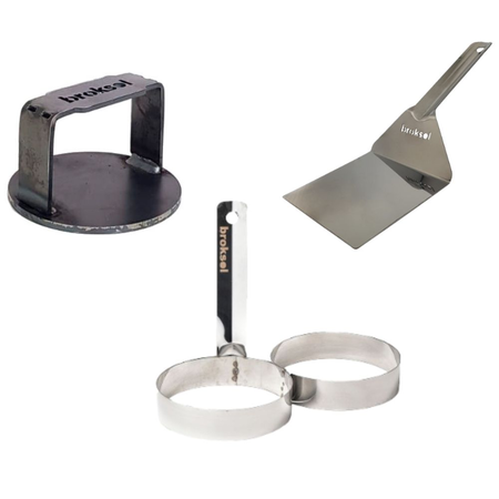 Combo Hamburguesa Parrilla Smasher Espatula Molde Huevo