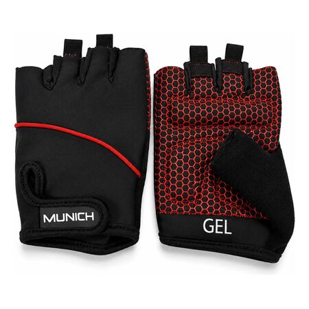 Guante Gym Munich Boulder Gel Antideslizante Fitnes Crossfit Rojo Lisa Xl