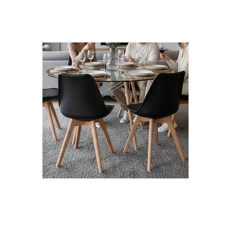 Juego De Comedor Mesa De Vidrio 120+6 Sillas Tulip Negro