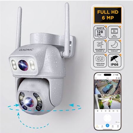 Cámara de Seguridad Gadnic Doble Lente 6MP FHD Resistente Al Agua