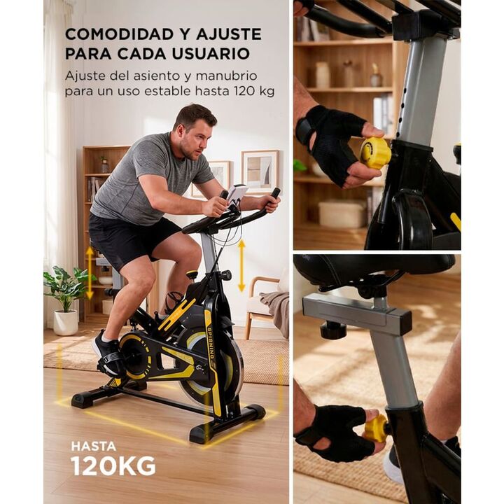 Bicicleta Fija Force By Gadnic THG799 Spinning Hasta 120 Kg Volante de Inercia 6 Kg - Vista 4