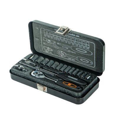 Juego Bocallaves Accesorios 18 Piezas Lusqtoff L5702 Estuche Negro