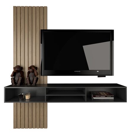 Rack TV Para Colgar Varillado 1.80 Mts Tables Cod: 1407 Olmo Finlandes-Negro