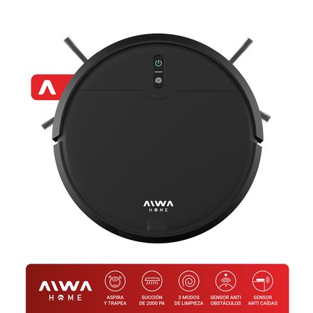 Aspiradora Robot Aiwa 3 Modos Limpieza Trapeo Inteligente Depósito De Agua Polvo Sensores Anticolisión
