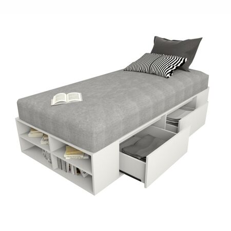 CAMA BOX JUVENIL DE 90 CM CON CAJONES ABAJO