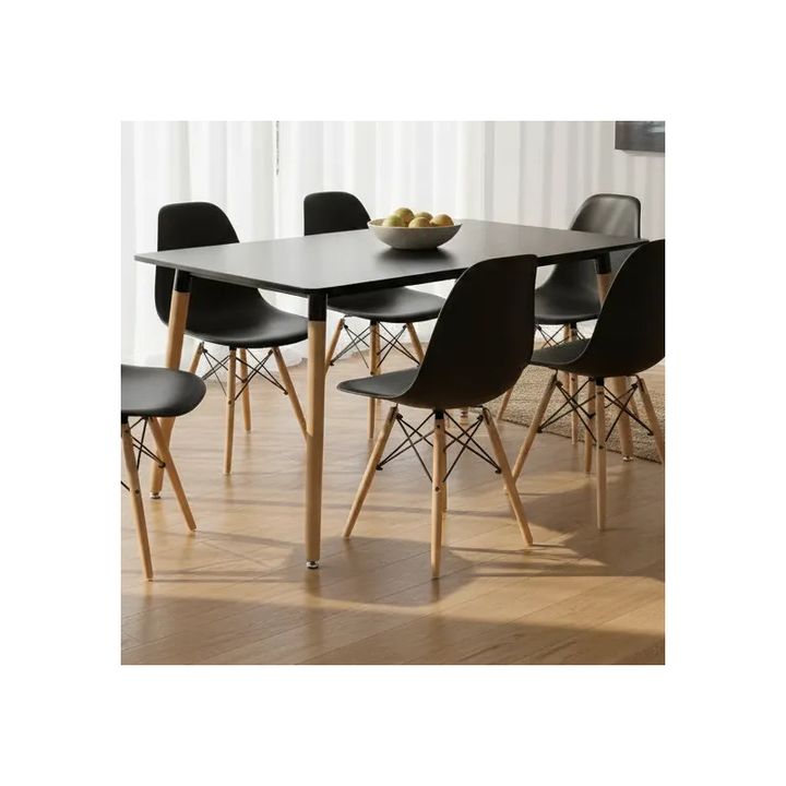 Juego De Comedor Mesa Nordica 120x80+6 Sillas Eames Negro - Vista 1