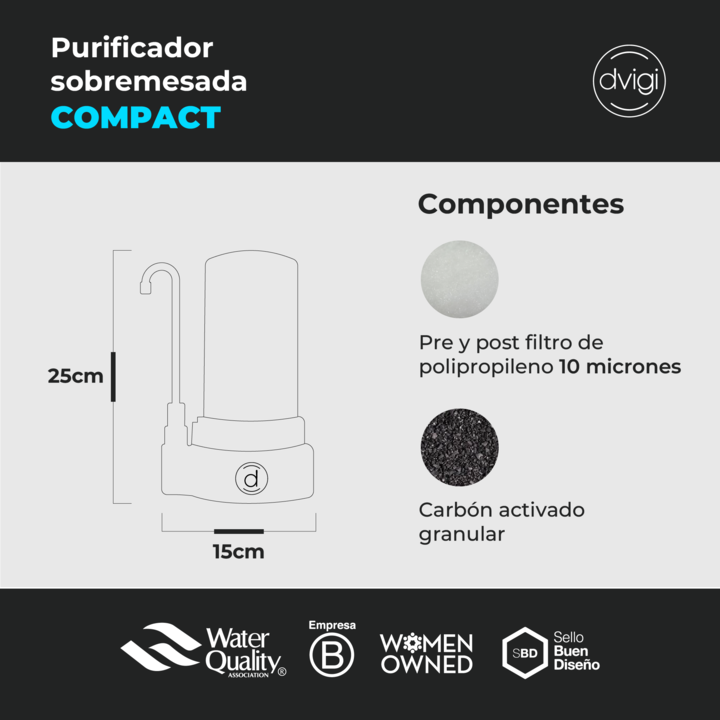 Filtro Purificador de Agua DVIGI COMPACT + 1 Filtro Adicional - Vista 3