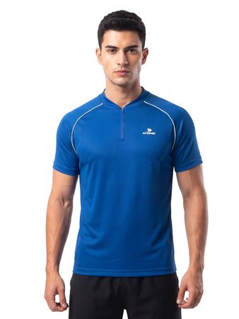 Remera Atomik SS Piping Polo Hombre Padel Azul