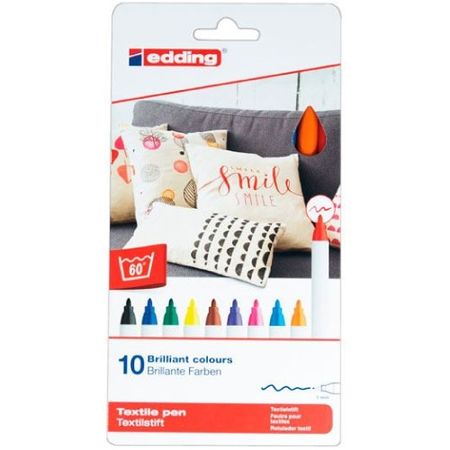 Estuche marcadores para tela edding x 10 colores