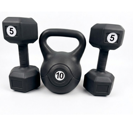 Combo Pesa Rusa 10 kg + Par de Mancuernas 5 kg