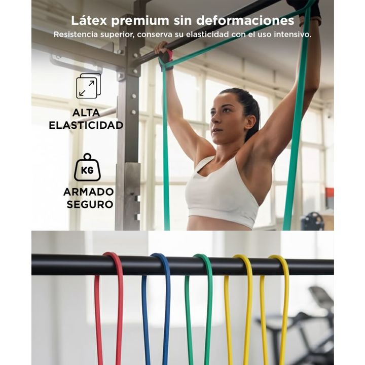 Bandas Elásticas Gadnic Kit x5 1.2mts 5 Intensidades + Anclajes y Accesorios - Vista 4