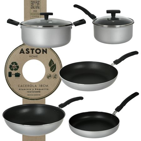 Batería de Cocina Cacerola Olla Sartén Wok Aston Reciclada Ecologica