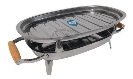Brasero De Mesa Acero Inoxidable Guadix Asas Madera Parrilla