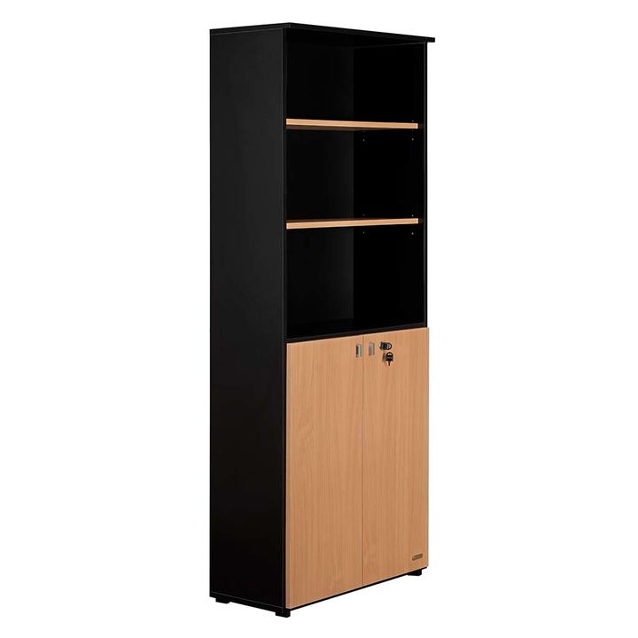Biblioteca PLATINUM de 2 Puertas Bajas con Llave Negro Haya - Vista 3