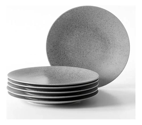 Set 6 Piezas Plato Playo Gres 27.5cm Blackly Gris - Vista 1