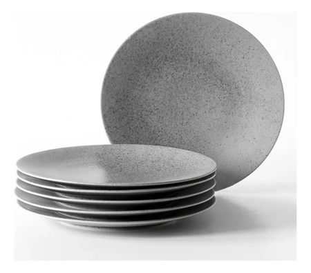 Set 6 Piezas Plato Playo Gres 27.5cm Blackly Gris