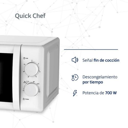 Microondas BGH B120M20 Mecánico Quick Chef Blanco 20 Litros - Vista 3