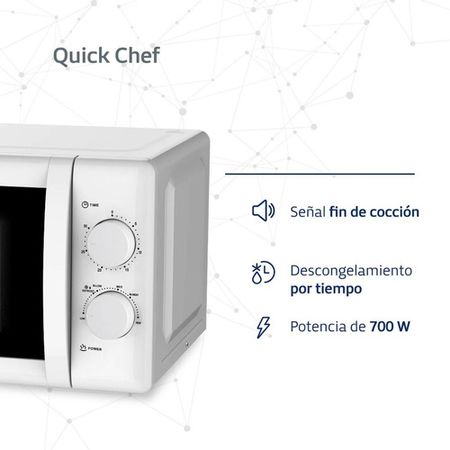 Microondas BGH B120M20 Mecánico Quick Chef Blanco 20 Litros