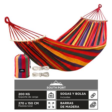 Hamaca Paraguaya South Port By Gadnic 270 X 150 Cm Soporta 200 Kg Lona Poliester