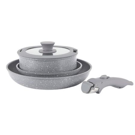 Batería de Cocina 5 en 1 Antiadherente Granito Carol Gris