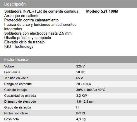 Soldadora INVERTER MMA de 100 A. DAIHATSU - Vista 4