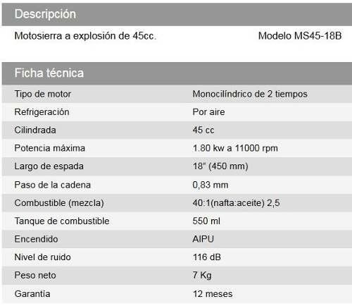 Motosierra a Explosion 45cc espada 18" + Bolso de regalo - DAIHATSU - Vista 6