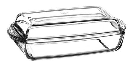 Fuente Asadera Horno Rectangular Vidrio Templado Tapa Borcam