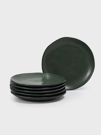 Set 6 Platos De Postre 19.5cm Orgánico Geo Stoneware