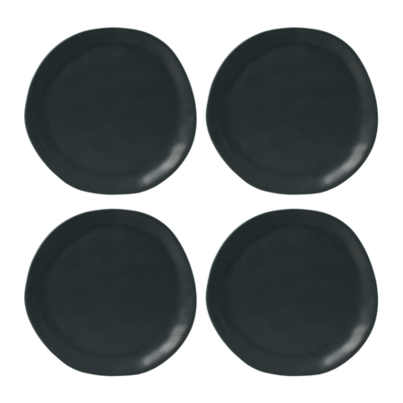 Set x 4 unid Plato Postre 20 cm Ceramica Irregular Organic Mate Gris
