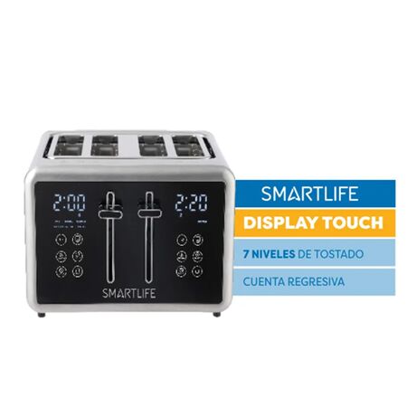 Tostadora Electrica Digital Acero Inoxidable - 4 Ranuras Smartlife Sl-Tod1520