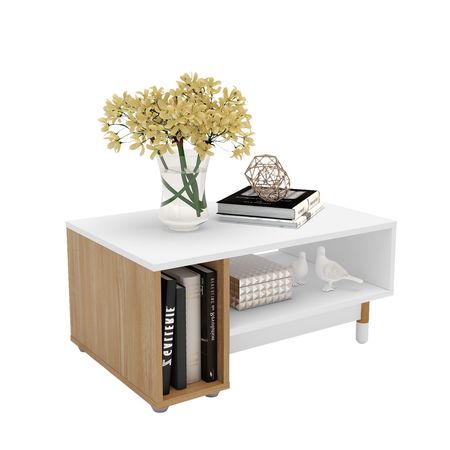 Mesa Centro Ratona Baja Livinig 2 Repisas MDF MDP Mix Match