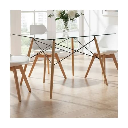 Juego De Comedor Mesa De Vidrio 120x80+4 Sillas Tulip Blanco