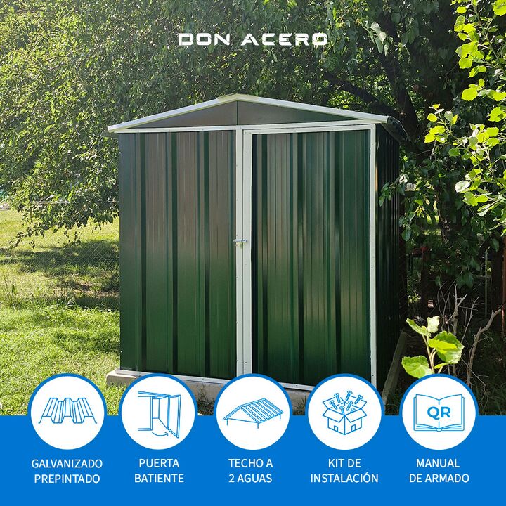 Armario Deposito Galpon de jardin Casi 2x1x2 Verde DON ACERO - Vista 4