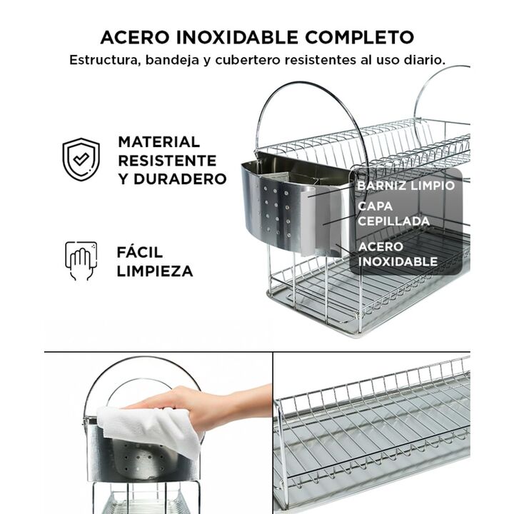 Secador de Platos Gadnic SEC08 Acero Inoxidable Moderno - Vista 3