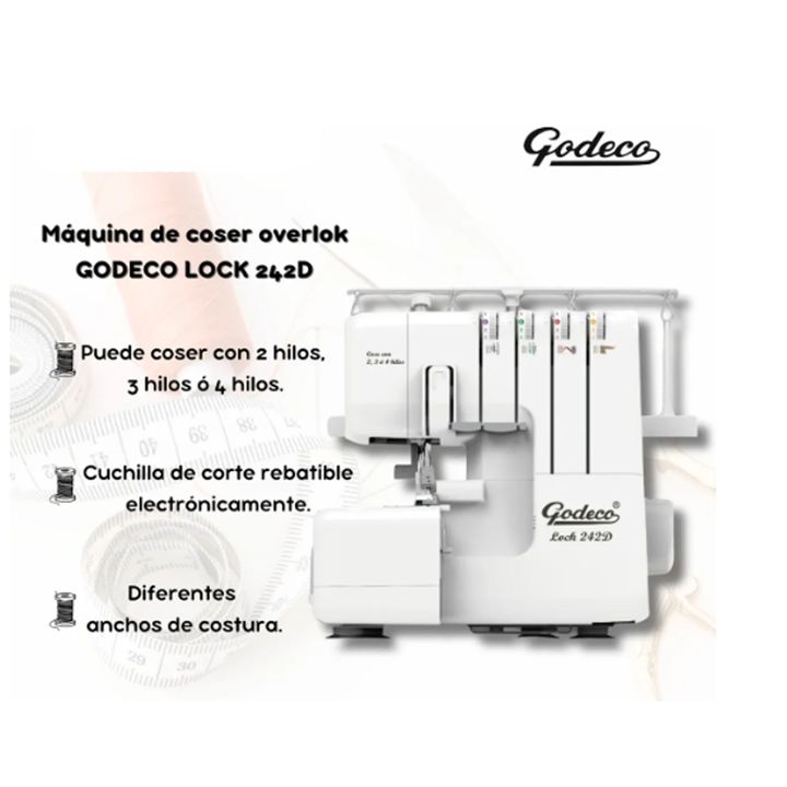 Maquina De Coser Overlock Brazo Libre Godeco Lock 242d - Vista 2
