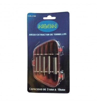 Juego de extractores de tornillos x5 piezas (3-19 MM) Neon EVOL2100