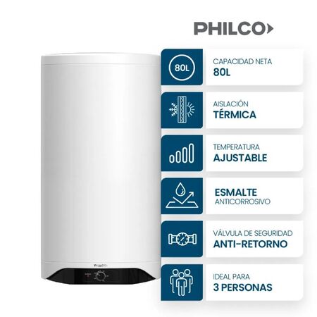 Termotanque Eléctrico Philco 80L Blanco PHTG080BM1