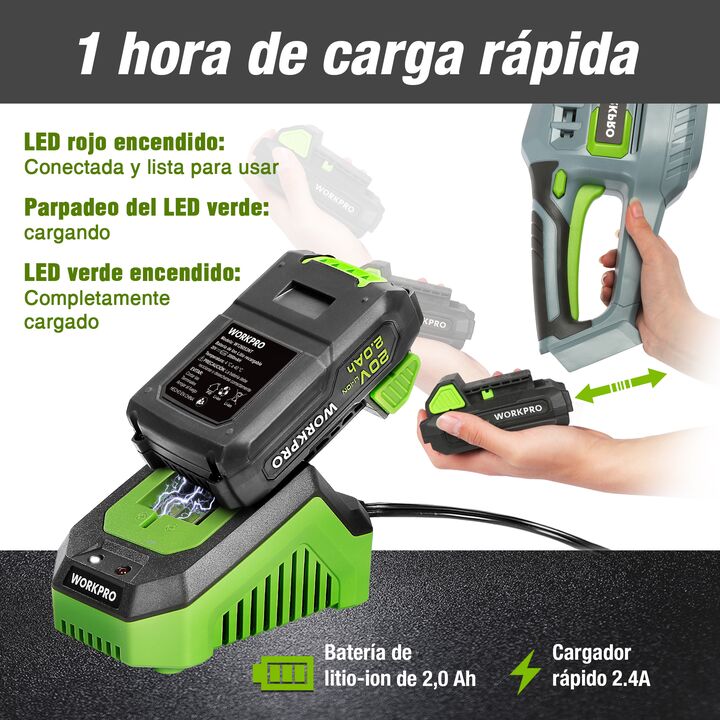 Combo Podadora Inalámbrica + Batería + Cargador WORKPRO - Vista 4
