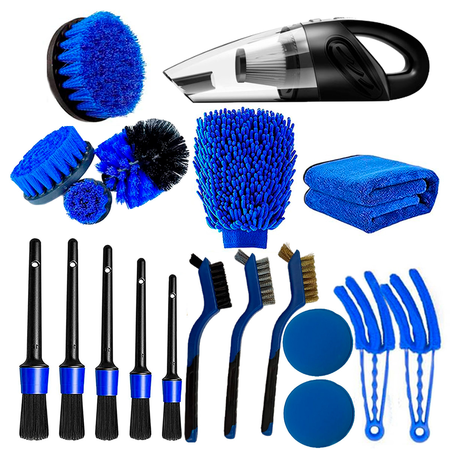 Kit Limpieza Autos 18pzas Pistola Espuma Aspiradora Portatil