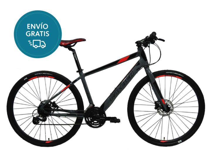 Bicicleta Raleigh Urban 1.1 / Talle 21"/XL / Gris/Rojo / Cuadro de aluminio / Frenos a discos Hidráulicos / 24 Vel. / Rodado 28" - Vista 1