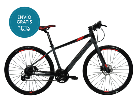 Bicicleta Raleigh Urban 1.1 / Talle 21"/XL / Gris/Rojo / Cuadro de aluminio / Frenos a discos Hidráulicos / 24 Vel. / Rodado 28"